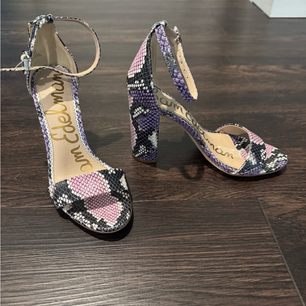 Sam Edelman Purple and Black Snake Print Heels